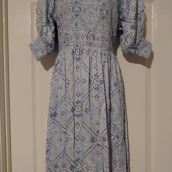 Omika Baby Blue Floral Blair Midi Addison Harbor Dress Smocked Tiered. XL NWT - Picture 4 of 11
